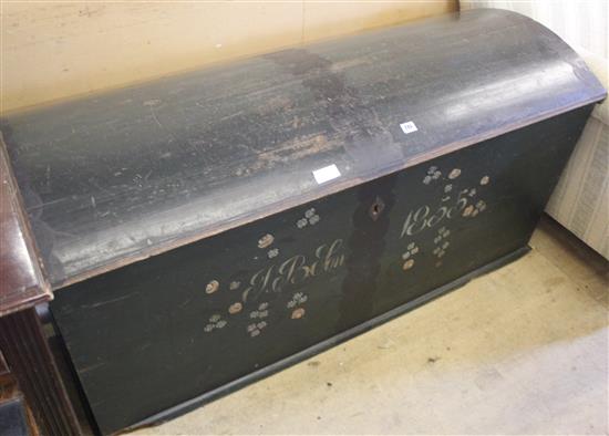 Painted dome top box, dated 1855